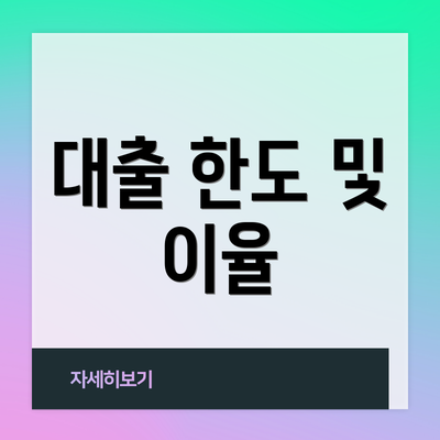 대출 한도 및 이율