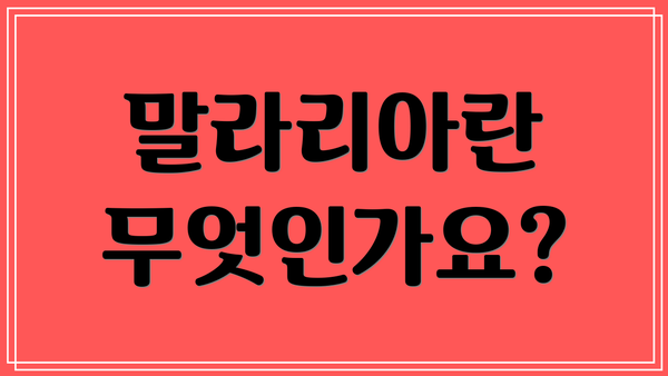 말라리아란 무엇인가요?