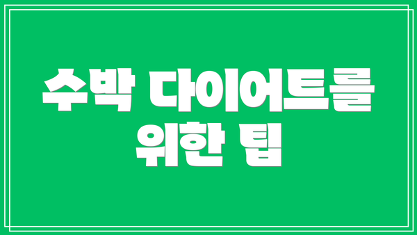 수박 다이어트를 위한 팁