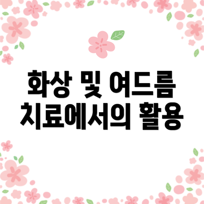 화상 및 여드름 치료에서의 활용