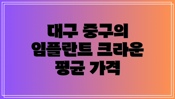 대구 중구의 임플란트 크라운 평균 가격