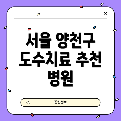 서울 양천구 도수치료 추천 병원