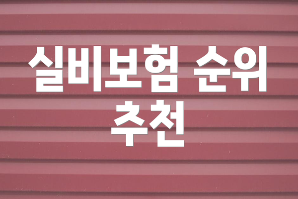 실비보험 순위 추천