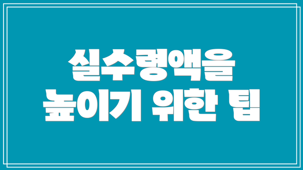 실수령액을 높이기 위한 팁