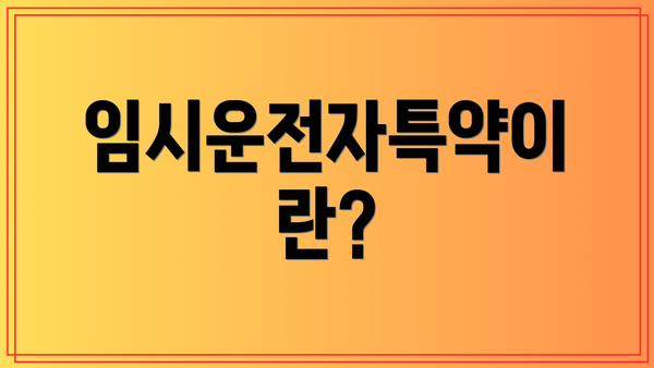 임시운전자특약이란?