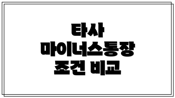 타사 마이너스통장 조건 비교