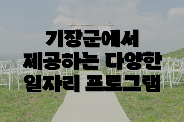 기장군에서 제공하는 다양한 일자리 프로그램
