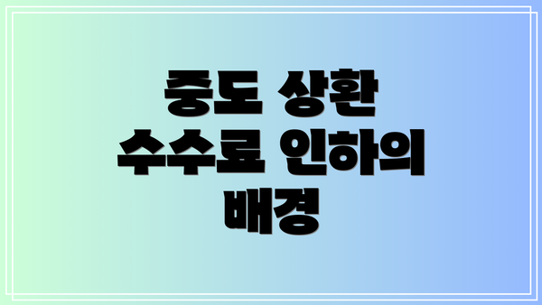 중도 상환 수수료 인하의 배경