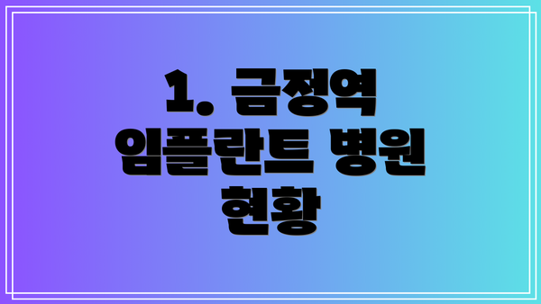 1. 금정역 임플란트 병원 현황