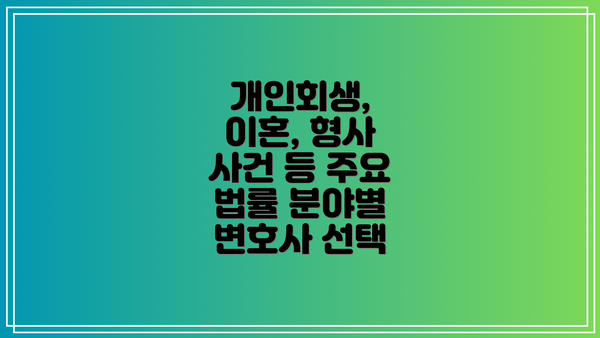 개인회생, 이혼, 형사 사건 등 주요 법률 분야별 변호사 선택