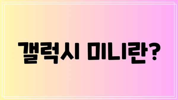 갤럭시 미니란?