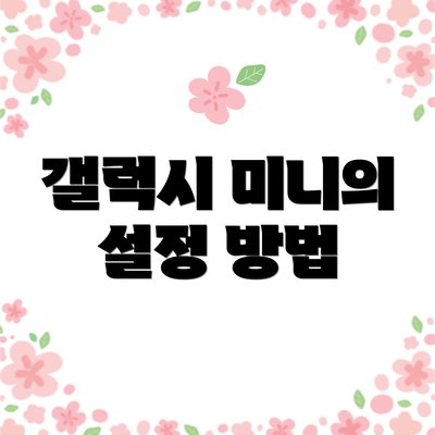 갤럭시 미니의 설정 방법