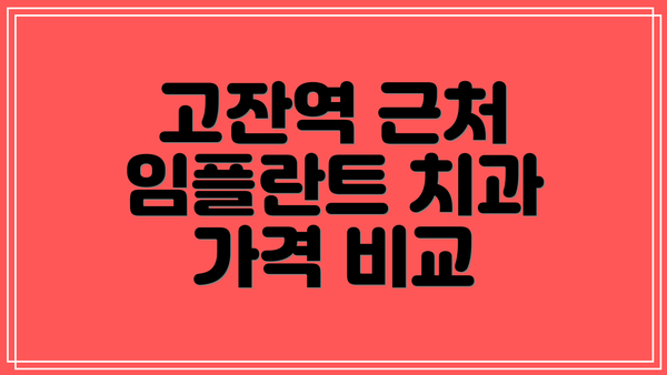 고잔역 근처 임플란트 치과 가격 비교