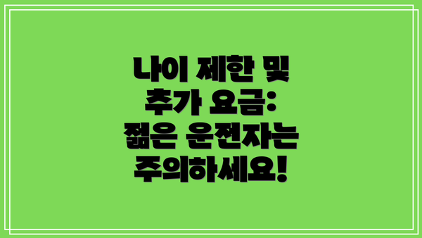 나이 제한 및 추가 요금: 젊은 운전자는 주의하세요!