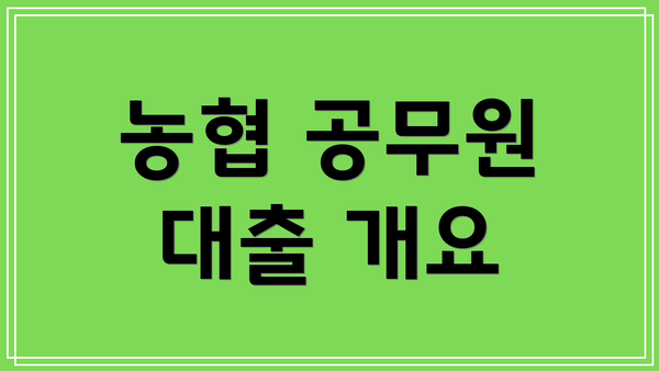 농협 공무원 대출 개요