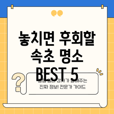 놓치면 후회할 속초 명소 BEST 5