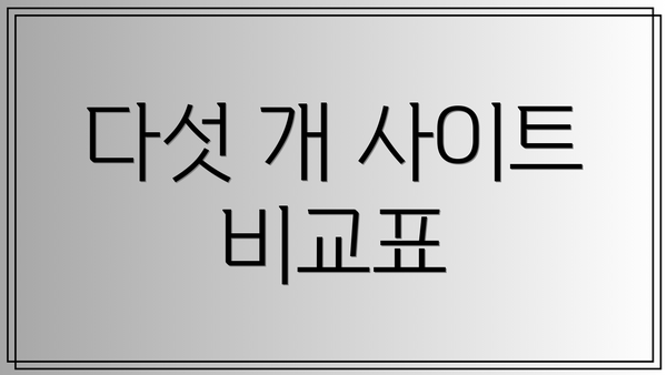 다섯 개 사이트 비교표
