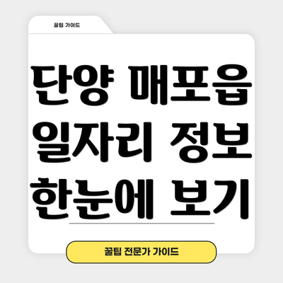 단양 매포읍 일자리 정보 한눈에 보기
