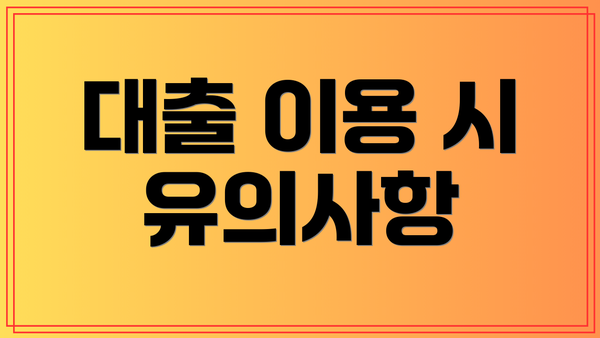 대출 이용 시 유의사항