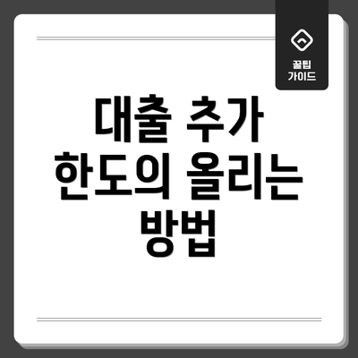 대출 추가 한도의 올리는 방법