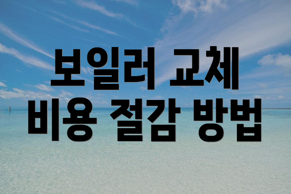 보일러 교체 비용 절감 방법