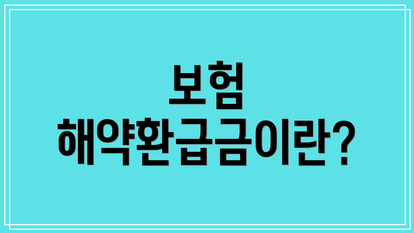 보험 해약환급금이란?