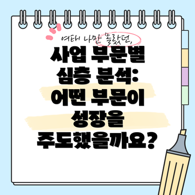 사업 부문별 심층 분석: 어떤 부문이 성장을 주도했을까요?