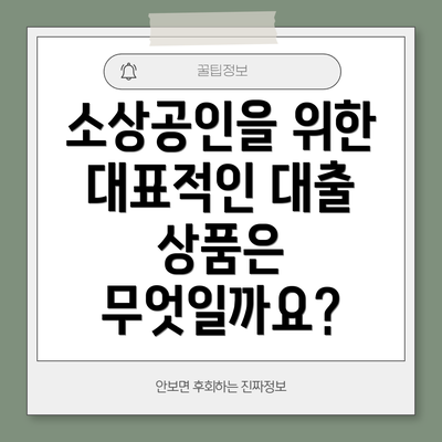 소상공인을 위한 대표적인 대출 상품은 무엇일까요?