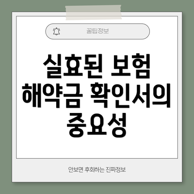 실효된 보험 해약금 확인서의 중요성