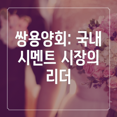 쌍용양회: 국내 시멘트 시장의 리더