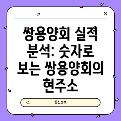 쌍용양회 실적 분석: 숫자로 보는 쌍용양회의 현주소