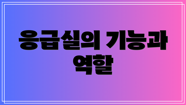 응급실의 기능과 역할