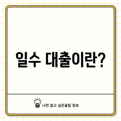 일수 대출이란?