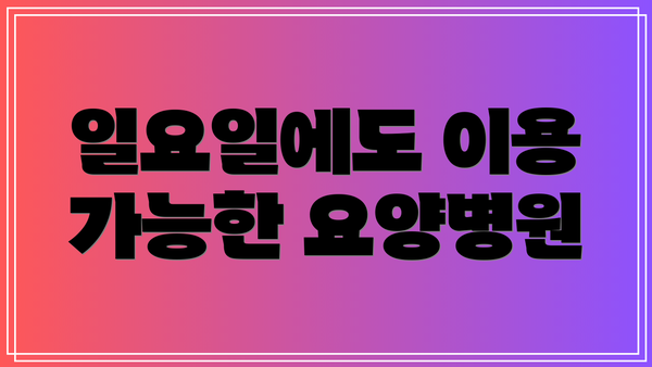 일요일에도 이용 가능한 요양병원