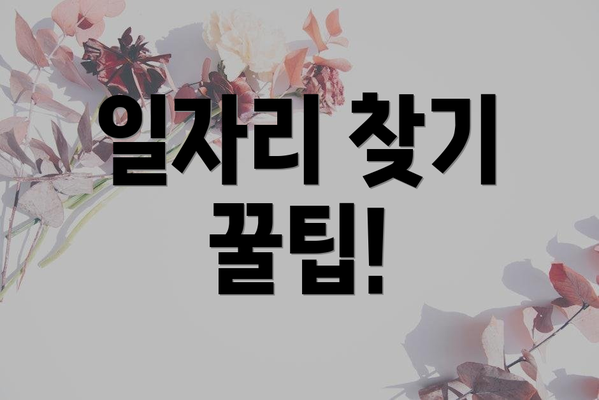 일자리 찾기 꿀팁!