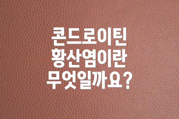 콘드로이틴 황산염이란 무엇일까요?