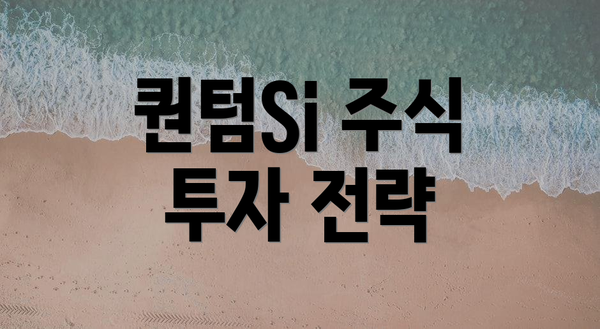 퀀텀Si 주식 투자 전략