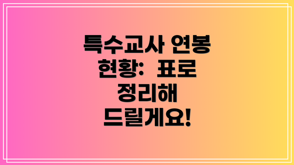 특수교사 연봉 현황:  표로 정리해 드릴게요!