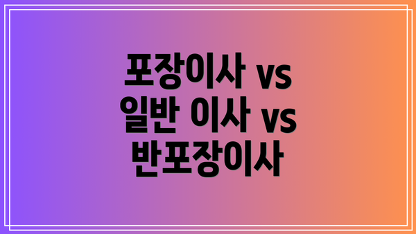 포장이사 vs 일반 이사 vs 반포장이사