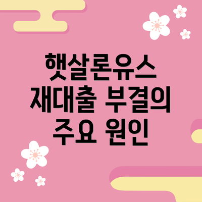 햇살론유스 재대출 부결의 주요 원인