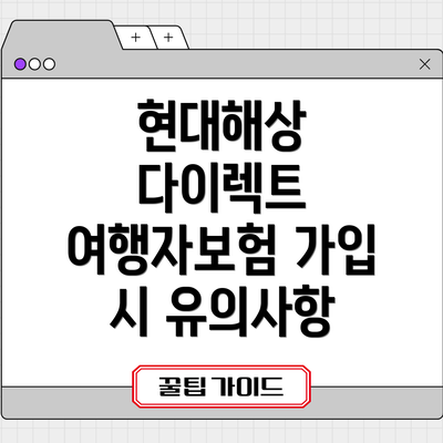 현대해상 다이렉트 여행자보험 가입 시 유의사항