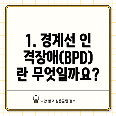 1. 경계선 인격장애(BPD)란 무엇일까요?