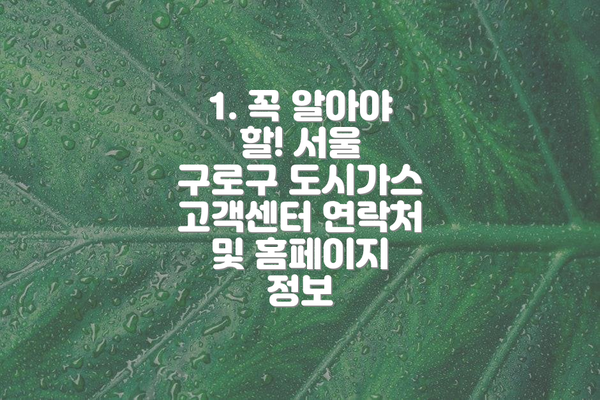 1. 꼭 알아야 할! 서울 구로구 도시가스 고객센터 연락처 및 홈페이지 정보