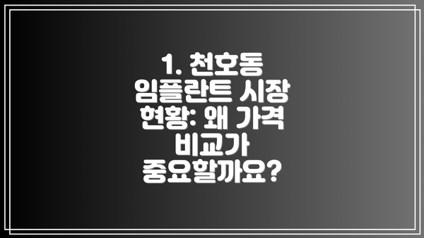 1. 천호동 임플란트 시장 현황: 왜 가격 비교가 중요할까요?