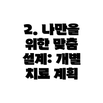 2. 나만을 위한 맞춤 설계: 개별 치료 계획