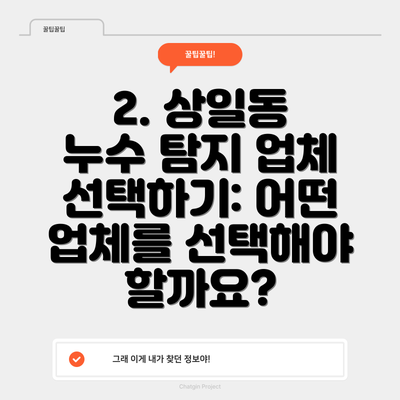 2. 상일동 누수 탐지 업체 선택하기: 어떤 업체를 선택해야 할까요?