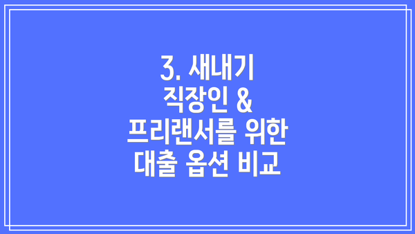 3. 새내기 직장인 & 프리랜서를 위한 대출 옵션 비교