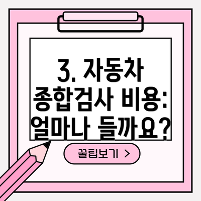 3. 자동차 종합검사 비용: 얼마나 들까요?