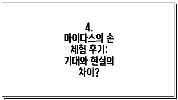 4.  마이다스의 손 체험 후기: 기대와 현실의 차이?