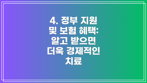 4. 정부 지원 및 보험 혜택:  알고 받으면 더욱 경제적인 치료